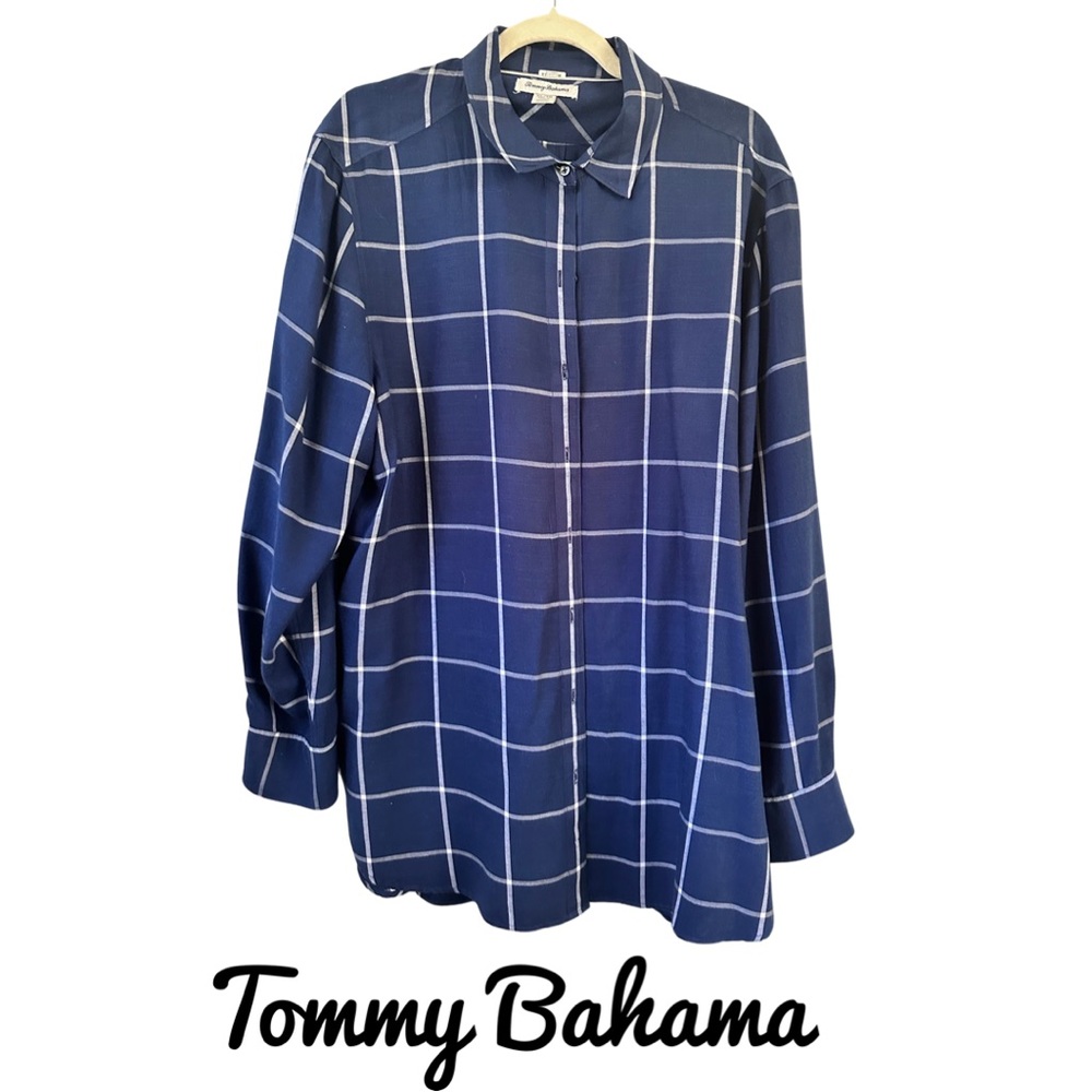 EUC Tommy Bahama Ladies Lightweight Royal‎ Blue with white Top XL/TG - beautiful